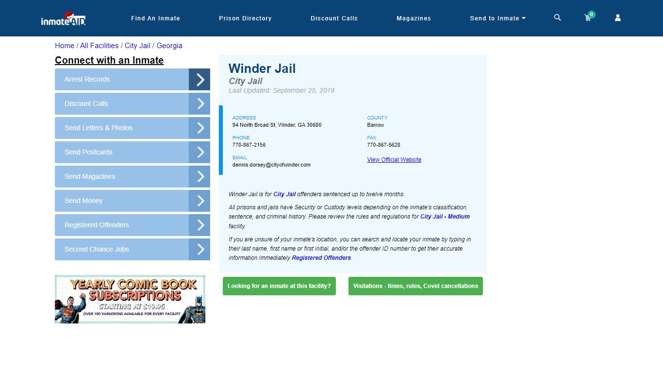 Winder Jail | Inmate Locator
